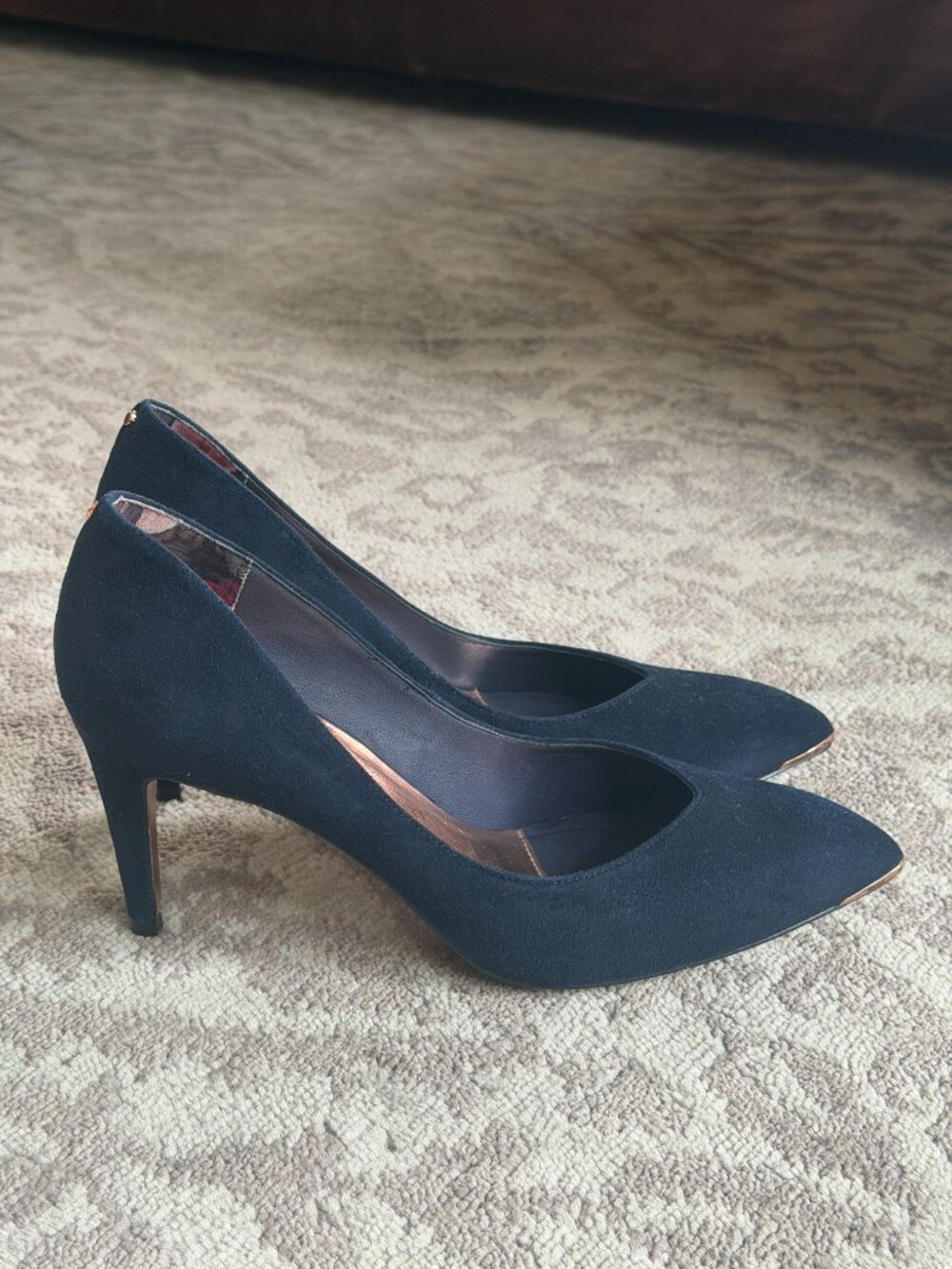 Ted Baker Navy Blue Suede Pointed Toe Pumps Heels